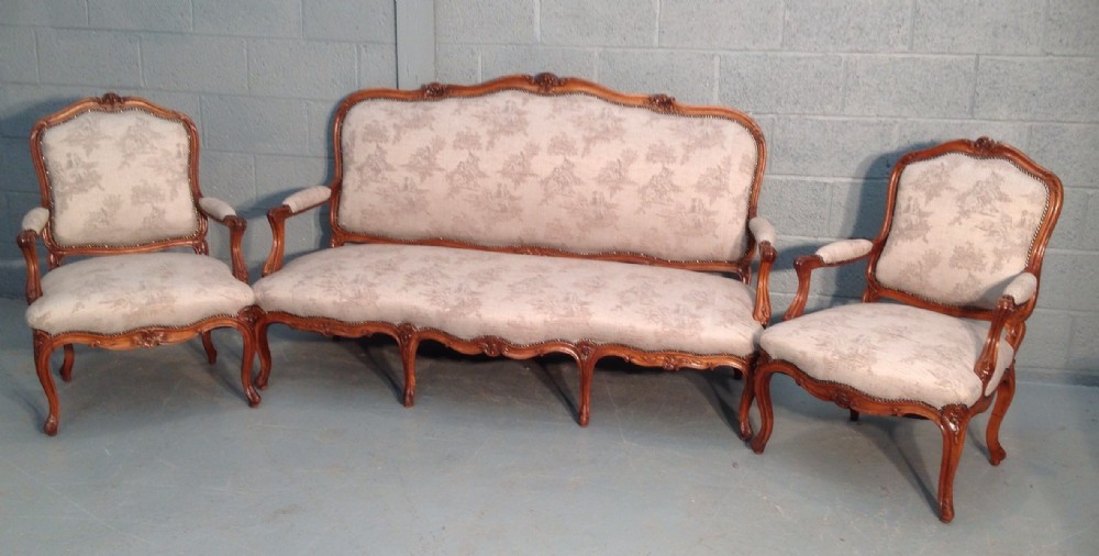 french carved walnut salon suite