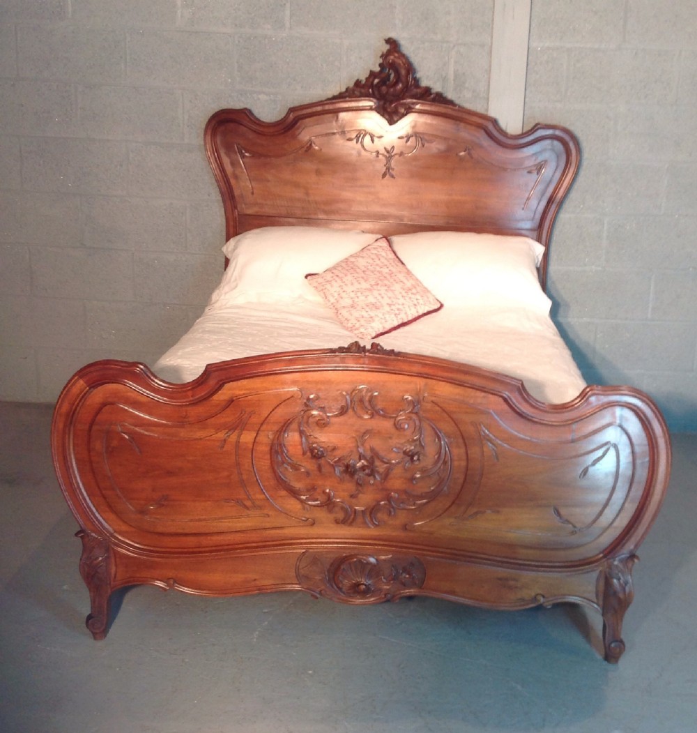 french carved walnut double bed