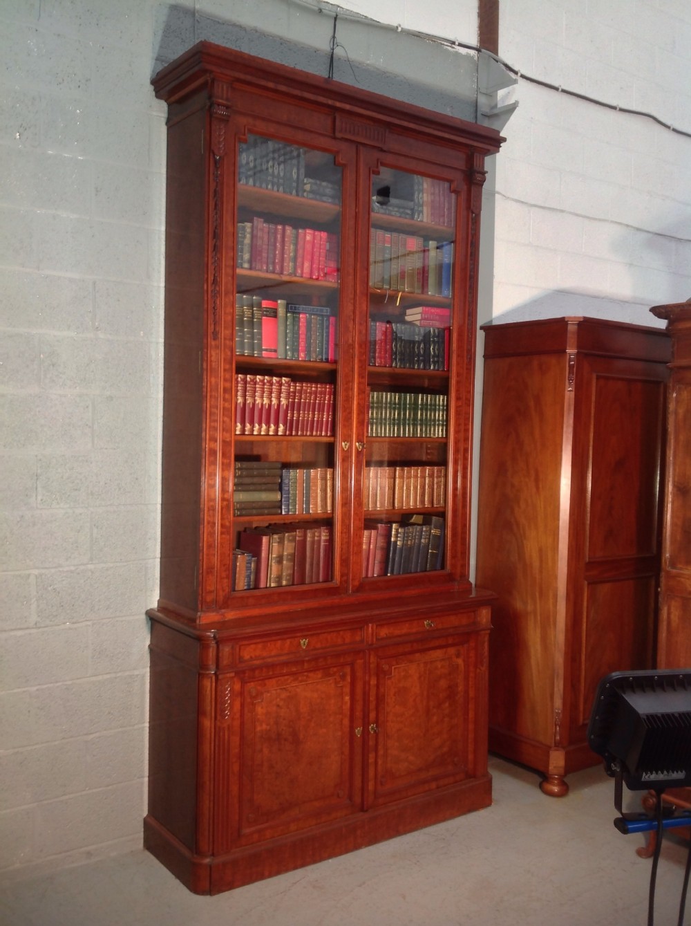 very tall plum pudding mahogany french bookcase