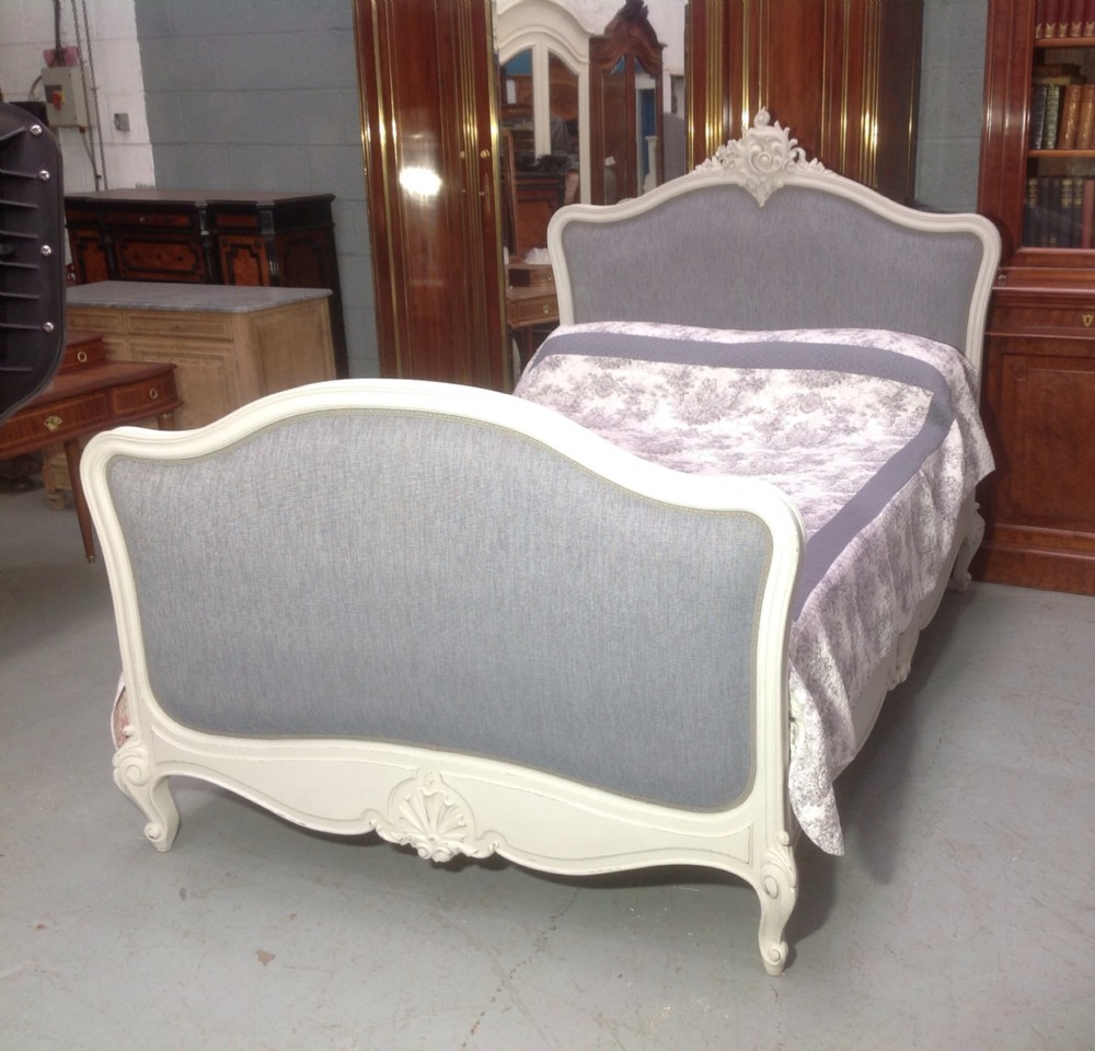 painted french upholstered bed