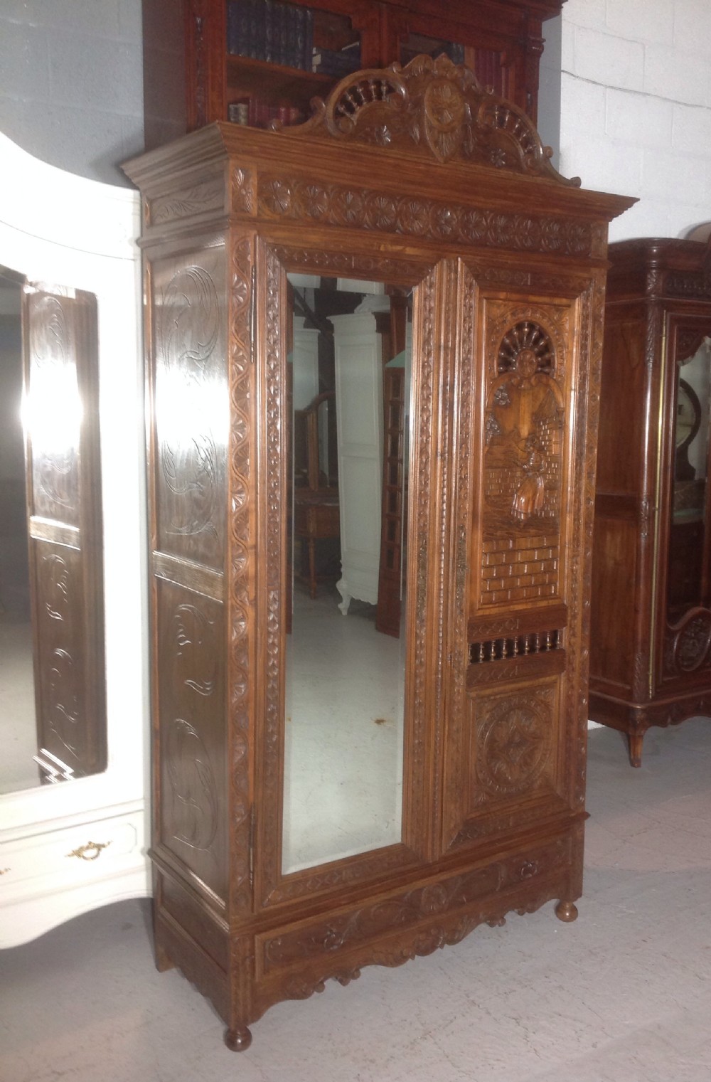 carved walnut breton armoire