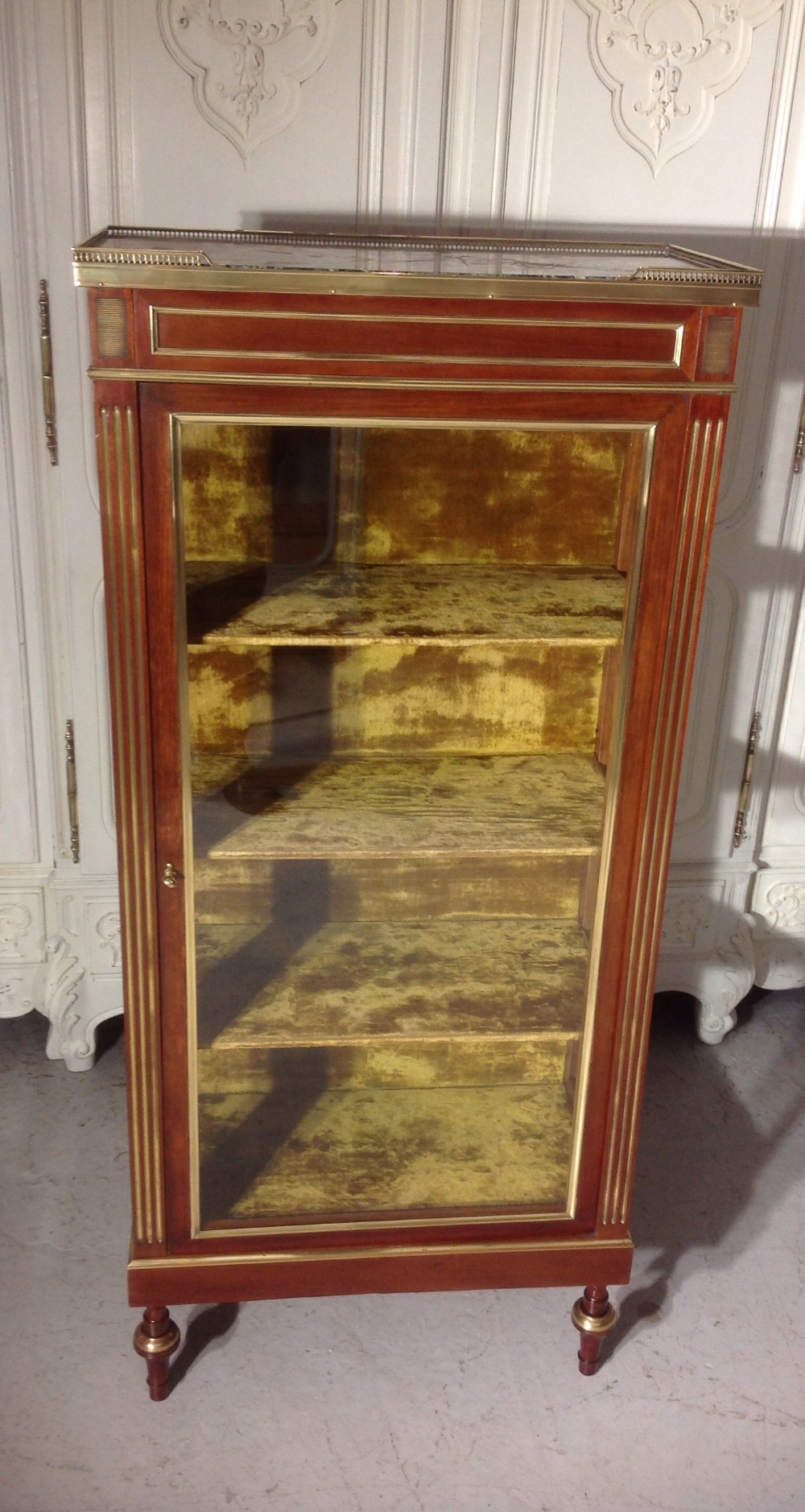 french mahogany and brass vitrine