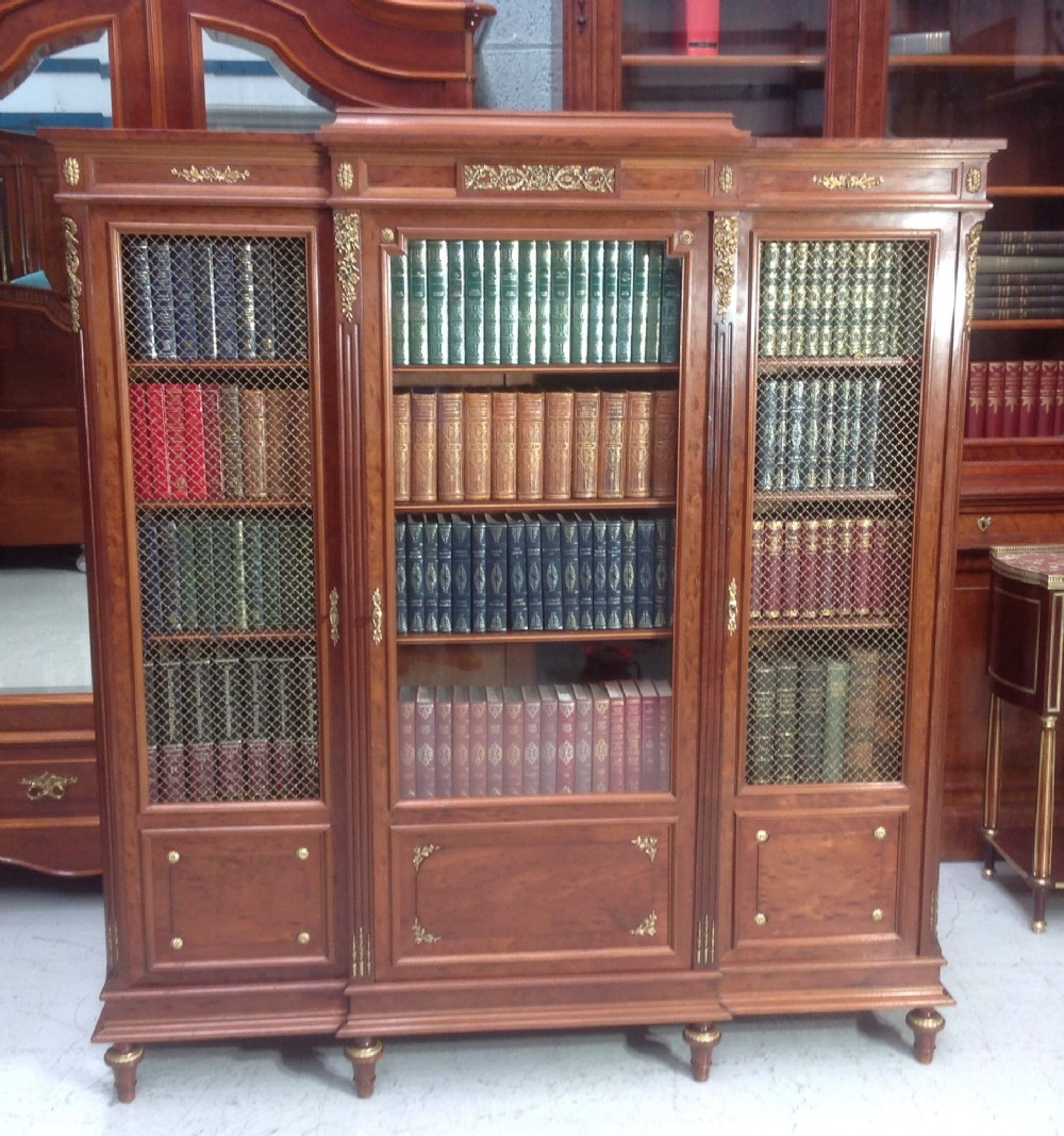french mahogany bookcase with brass detailing