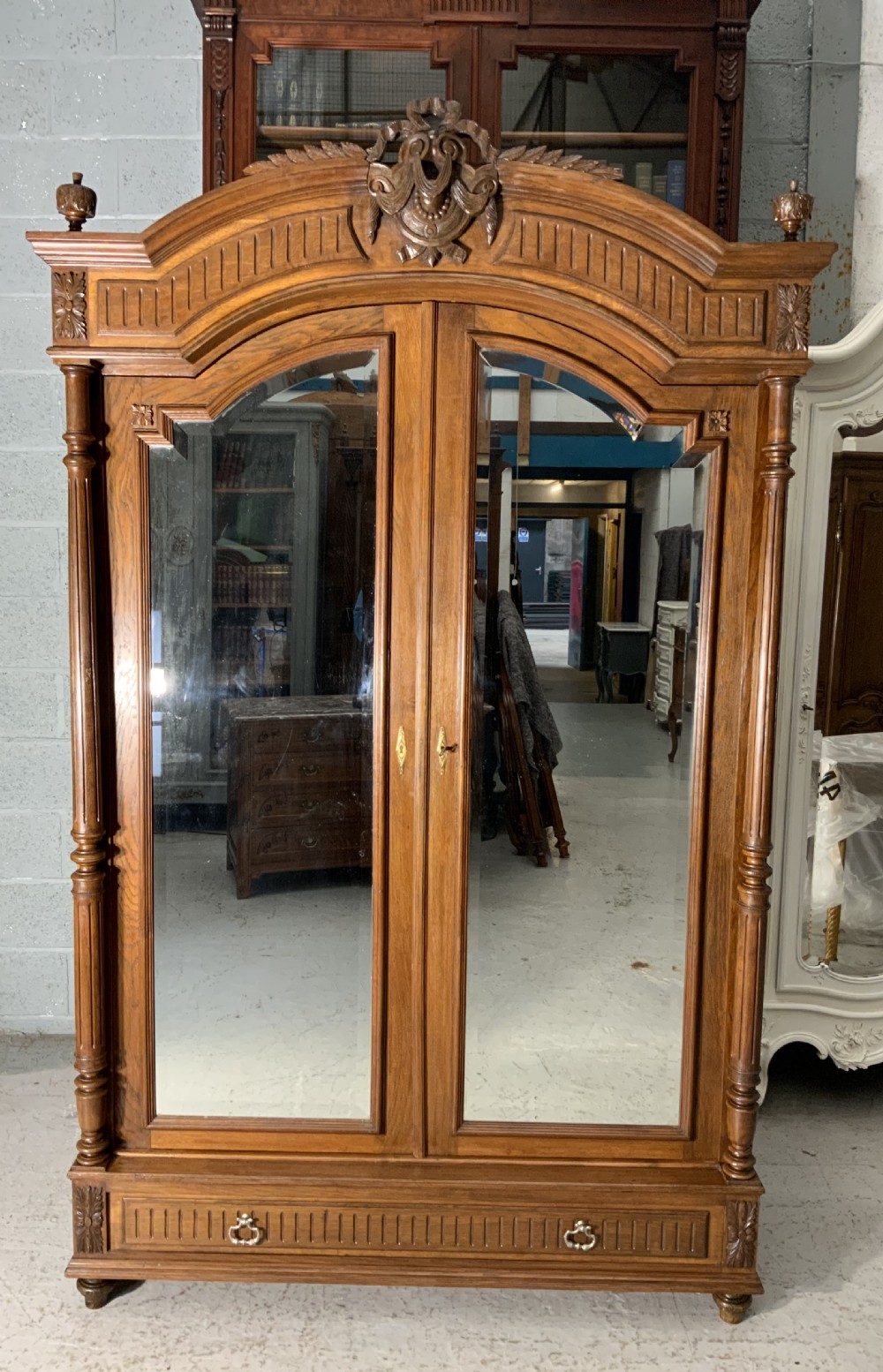 carved oak french armoire