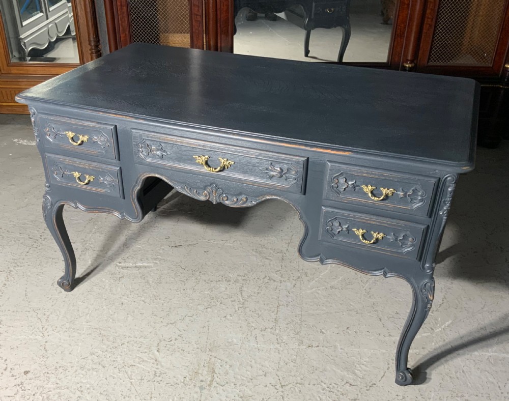 painted carved oak french desk