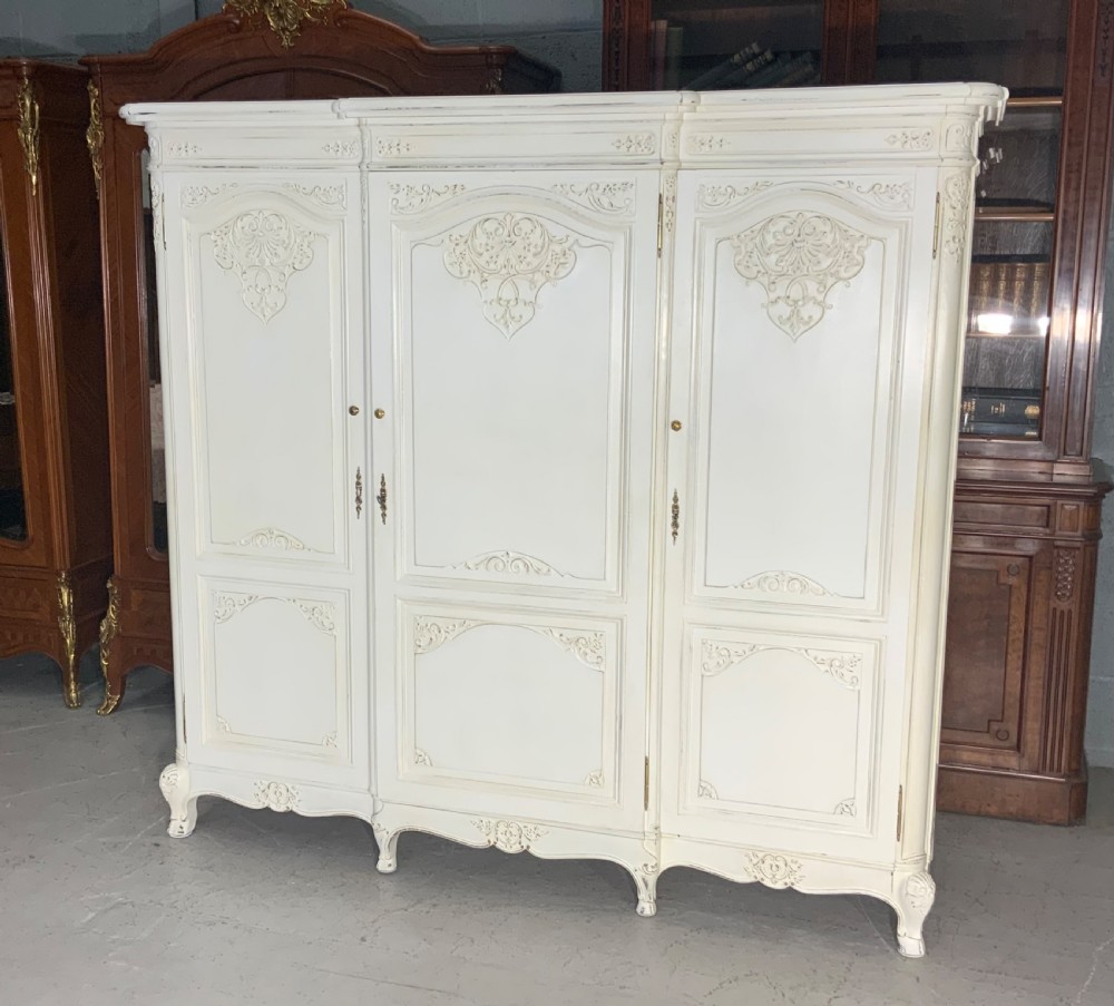 painted oak french triple armoire