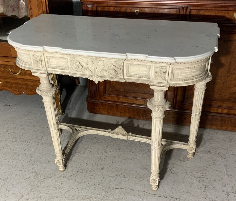 19th century french marble topped console in original paint