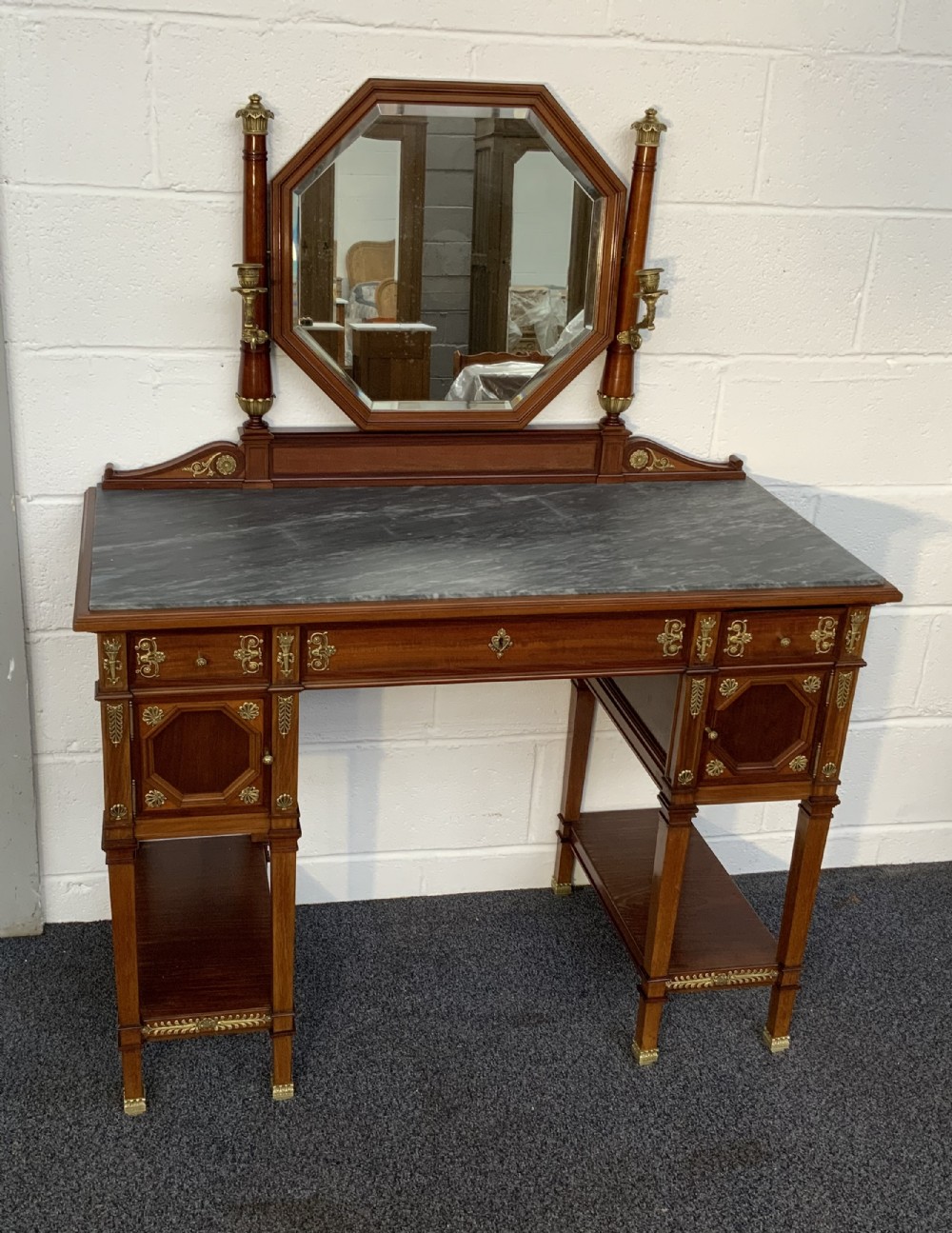 stunning french mahogany and brass dressing table