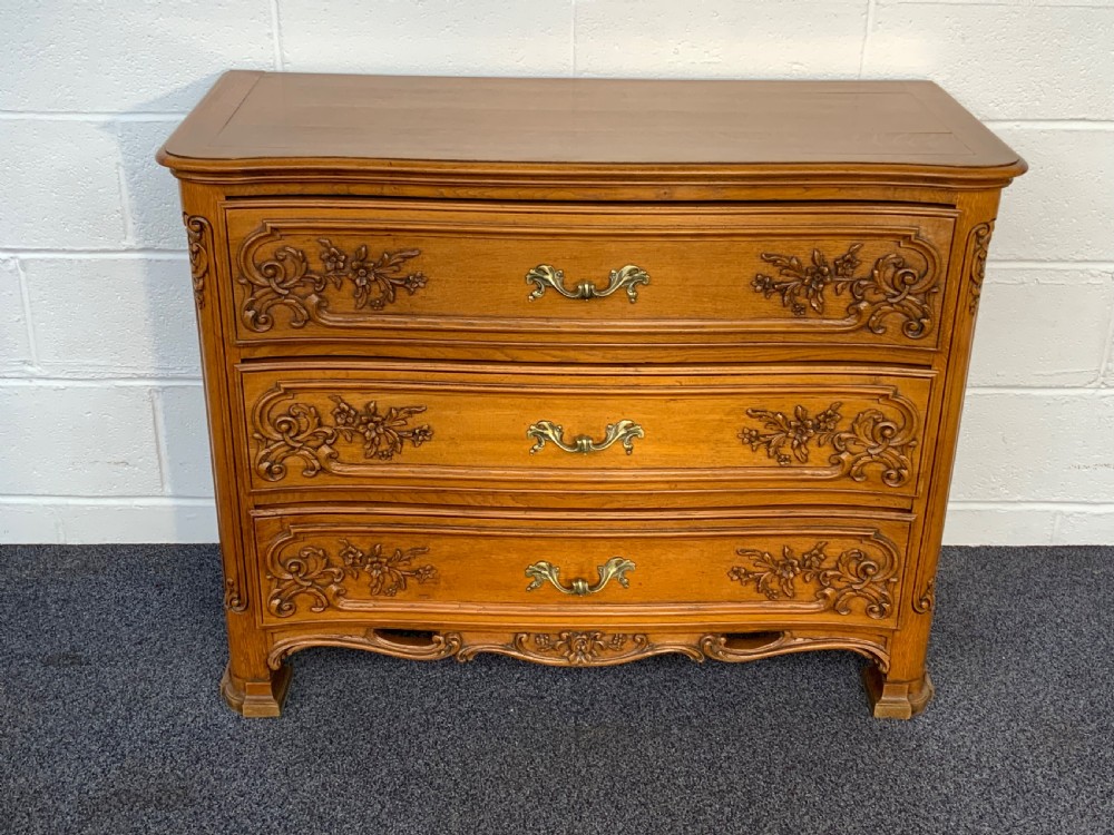 carved oak french chest of drawers