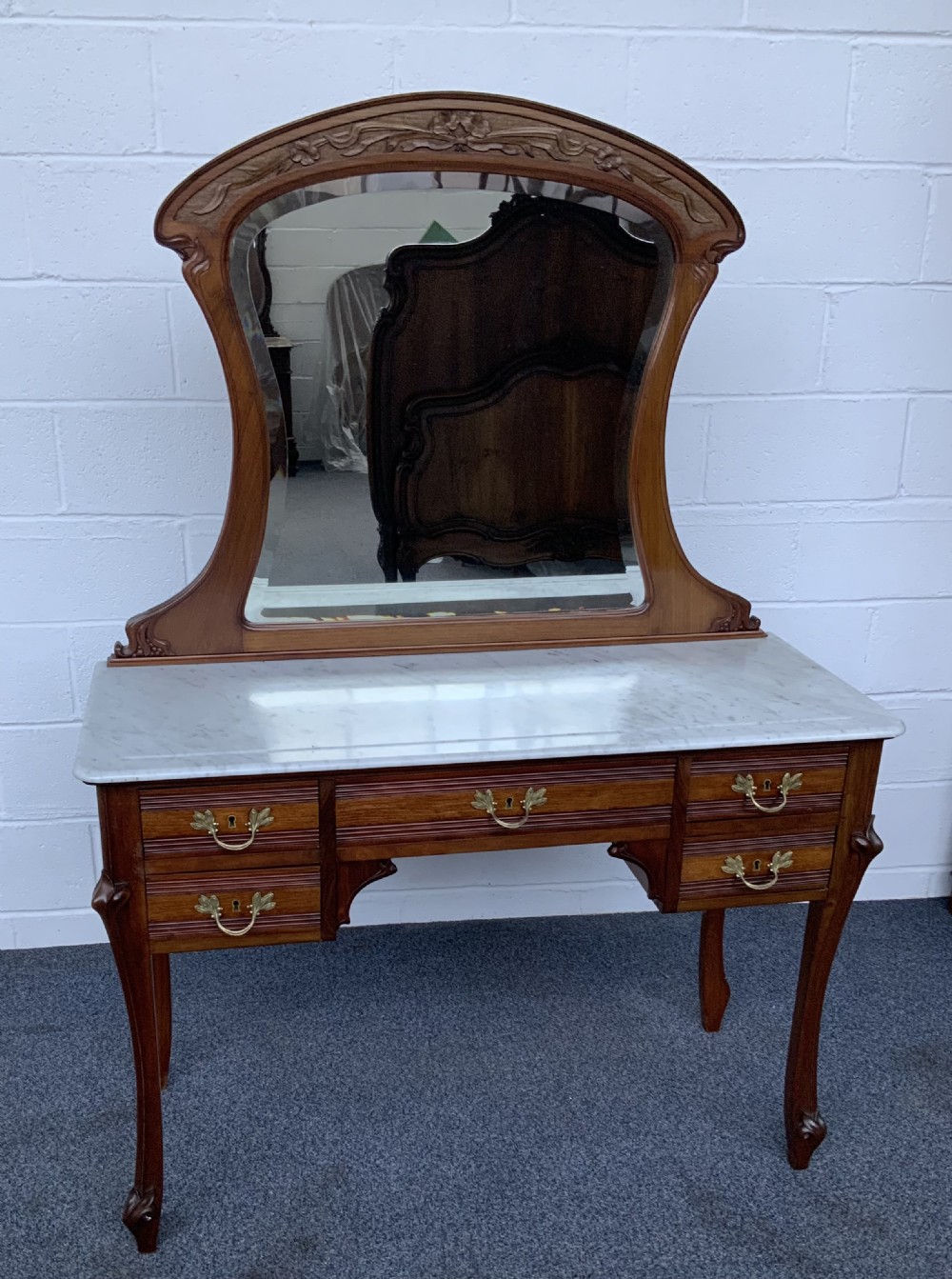 art nouveau french mahogany dressing table