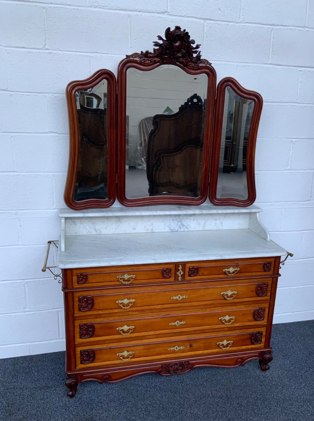 french mahogany marble topped dressing table