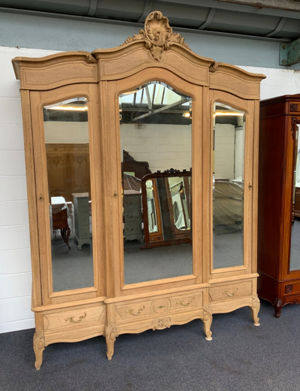 stunning triple bleached oak french armoire