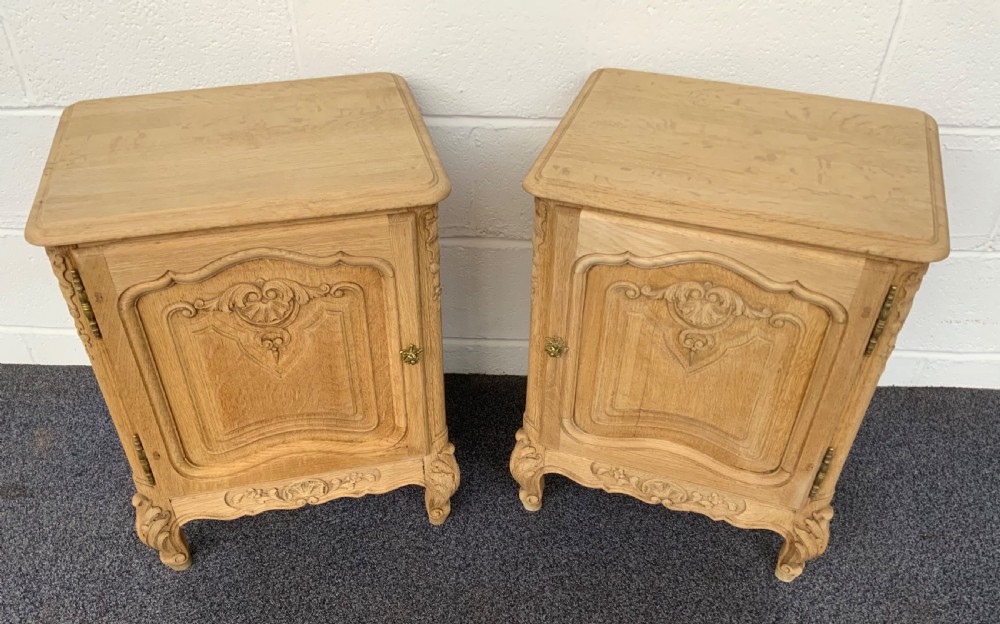 pair of bleached ok bedside cabinets