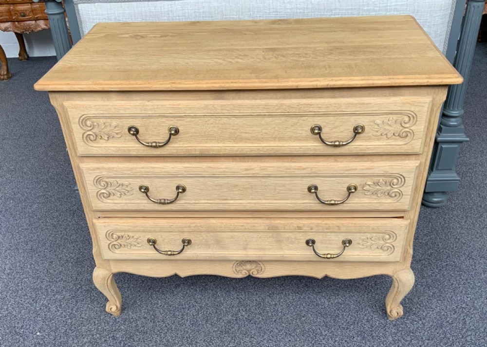 bleached oak french chest of drawers