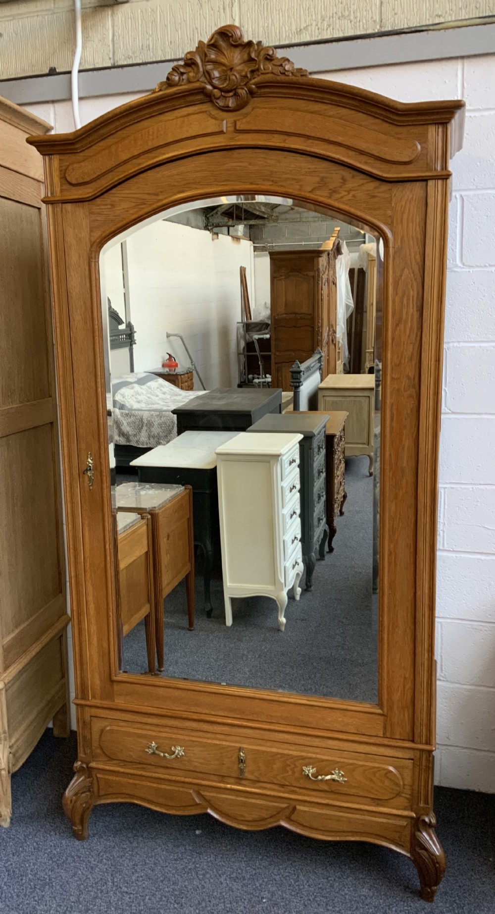 carved oak french single armoire